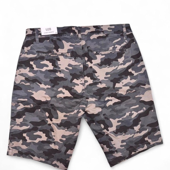U2B Men's Cargo Shorts - Black and Gray Camo - Picture 3 of 4